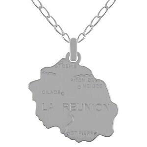 yzWG[EANZT[ RA[JgjIAAWcollier carte la reunion en argent 925 longueur au choix neuf