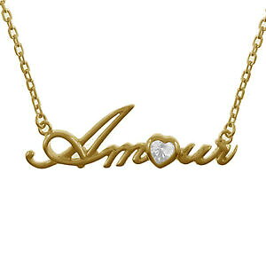 �y���������z�W���G���[�E�A�N�Z�T���[ �R���A�[�N�[���A���[���v���P�G�G�I�L�V�h�W���R�j�E�������W���[���t�F��collier coeur amour plaque or et oxyde zirconium longueur 45 cm femme