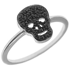 yzWG[EANZT[ oQeehgAAWFgfBGGWRjEm[bague tete de mort en argent 925 rhodie et zirconium noirs tailles au choix