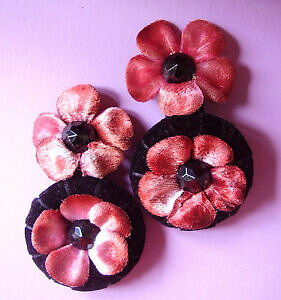 �y���������z�W���G���[�E�A�N�Z�T���[ �u�[�N���h�I�����N���b�v�X���F���[�Y�m���[���G�����[���[�Y2094 boucles doreille clips velours noir et vieux rose