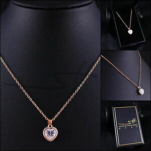 yzWG[EANZT[ lbNXy_gn[g`F[[YS[hXtXL[RNX^P[Xcollana amp; ciondolo cuore, catena da donna, oro rosa, swarovski R cristalli, in