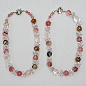 yzWG[EANZT[ vVXV[h`F[[YNH[cKXlbNXlotto di due semi preziosi gemstonequarzo ciliegiarosa, collane in vetro trasparente