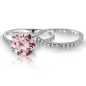 yzWG[EANZT[ EhTt@CAsNG^jeBVo[X^[OOZbgrotondo zaffiro rosa matrimonio fidanzamento eternity argento sterling ring set