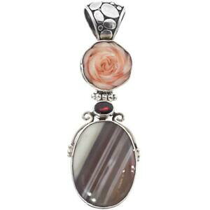 yzWG[EANZT[ AQ[gOi[gb\}hyJo[t[X^[OVo[y_g3 agata granato rosso madreperla cover fiore 925 pendente argento sterling
