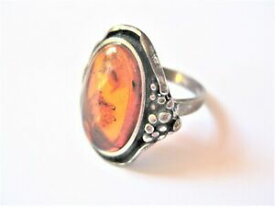 【送料無料】ジュエリー・アクセサリー シルバーリングアンバーantico anello argento 925 con ambra, 5,57 g