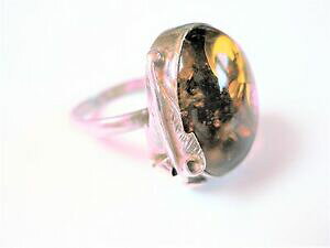 �y���������z�W���G���[�E�A�N�Z�T���[ �V���o�[�����O�A���o�[anello argento 925 con ambra, 7,26 g