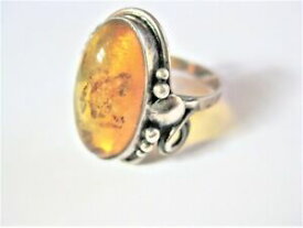 【送料無料】ジュエリー・アクセサリー シルバーリングアンバーantico anello argento 925 con ambra, 5,4 g