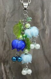 【送料無料】ジュエリー・アクセサリー ステンレスガラスランプワークチェーンglass jewels in acciaio inox lampwork catena fertile fiori blu primavera m087