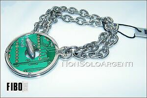 yzWG[EANZT[ _uuXbg`F[E[}X`[S[hy_gT[NX`[bracciale doppia catena donna acciaio 316l oro 18kt ciondolo cerchio fibo steel