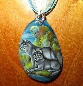 yzWG[EANZT[ EtO[y_gt@~[IWinhyCgg[eAj}TCA[gciondolo grigio lupo famiglia originale mano dipinto totem animale firmato 