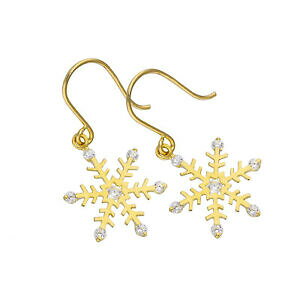 yzWG[EANZT[ S[hNANX^Xm[t[NNX}XCOreal 375 9ct gold amp; cancella cz cristallo fiocco di neve amo orecchini natale inverno