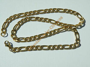 yzWG[EANZT[ `FCRA[Z`}CtBKhvPvVGCILV_u~[gchaine collier 50 cm maille figaro 13 dore plaque or pur acier inoxydable 7 mm