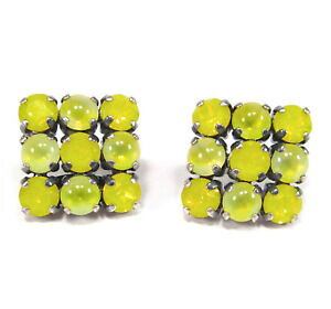yzWG[EANZT[ RBe[WXNGACONX^KXCG[Ip[soho R orecchini a bottone orecchini quadrato vintage vetro cristalli ss29 giallo yellow o