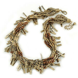 yzWG[EANZT[ eNX`cCXgr[YWbp[S[h`F[lbNXbLtrama grossa assemblato twisted perline amp; zipper, collana catena in oro placcatura 4