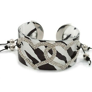 �y���������z�W���G���[�E�A�N�Z�T���[ �N���X�^���_�u���n�[�g�A�j�}���v�����g�v���X�`�b�N�u���X���b�gcristallo doppio cuore animal print bracciale in plastica