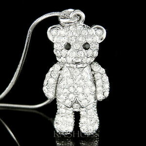 yzWG[EANZT[ efBxA?XtXL[NX^lbNXgrande 3d movibile orsacchiotto ~ in swarovski cristallo animale carino collana