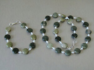 yzWG[EANZT[ O[ubNO[WXp[NX^r[YlbNXuXbggrigioneroverde jasper moneteluccicante cristalli bianchi collana di perline amp; bracc