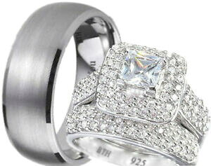 yzWG[EANZT[ `^Vo[X^[OEFfBOV[YtB`nuovo lui e lei in titanio925 argento sterling wedding engagement ring serie di finche