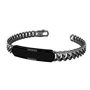 yzWG[EANZT[ {bJ_}ubNX`[uXbgZgv[gWRbracciale boccadamo man acciaio nero con placca centrale e zirconi refabr352b