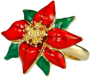 yzWG[EANZT[ S[hv[gGi|CZ`AONX^XtXL[m[}placcato oro amp; smalto poinsettia anello con cristalli swarovski ari d norman