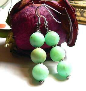 yzWG[EANZT[ Ai`O[N\pVIVo[X^[OtbNCOraro verde naturale crisoprasio 925 argento sterling gancio orecchini