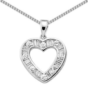 yzWG[EANZT[ Vo[oQbglbNXn[gy_gC`silver baguette cz collana con ciondolo amore cuore 18 pollici