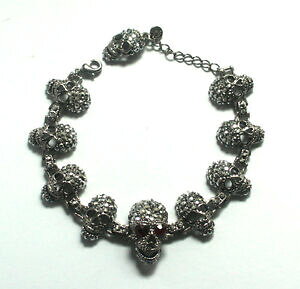 �y���������z�W���G���[�E�A�N�Z�T���[ �o�g���[�E�B���\���V���o�[�N���X�^���G�i�����X�J���u���X���b�gbutler e wilson silver crystal amp; smalto 10 teschio bracciale nuovo