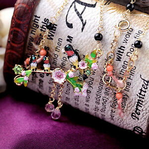 yzWG[EANZT[ GilbNXubNo[ht@~[uVt[gIWiNXcollana smalto uccello nero famiglia amore sottile fiore retro original class l5