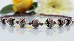 yzWG[EANZT[ XeXv[NRA[`F[p[zCg{[zKXglass jewels in acciaio inox lampwork collier catena perle lilla bianco boho mb062