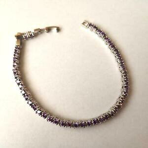 yzWG[EANZT[ ejXuXbgVo[J[AWXgbracciale tennis uomo donna colore argento con ametista 17,5 20 cm 87 n