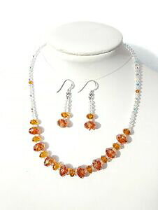 yzWG[EANZT[ XtXL[GcVo[lbNXCOfatto a mano collana e orecchini realizzati con elementi swarovski e argento 925