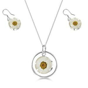 yzWG[EANZT[ fCW[Vo[zCgy_gCOZbg925 daisy argento ciondolo bianco e set orecchino