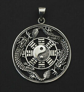 yzWG[EANZT[ hSltFjbNX`\bhVo[y_gciondolo yin yang dragone phoenix iching feng argento massiccio 925 8g 26342