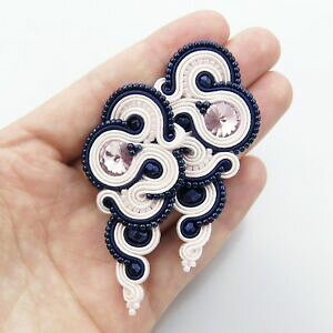 yzWG[EANZT[ }jACgsN_[NTt@CACOCOmanuale fatto a mano orecchini rosa chiaro e scuro zaffiro orecchini soutache a lungo