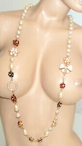 yzWG[EANZT[ OlbNXfB[Xp[y_gt[`[J[`[collana lunga perle donna ciondoli fiori girocollo charms bianco rosso nero n77