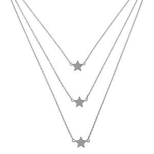 �y���������z�W���G���[�E�A�N�Z�T���[ �R���A�[�}���`�����G�g���[���A���A���W�������f�B�G�����O�[�t�F��collier multirangs etoiles en argent 925 rhodie longueur 40cm 5cm femme