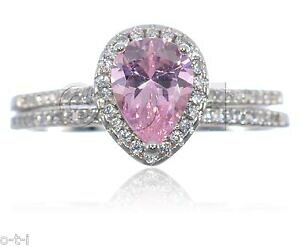 【送料無料】ジュエリー・アクセサリー ゴールドホワイトサファイアローズドロップカットシルバーエンゲージメントoro bianco zaffiro rosa goccia a pera taglio trasparente cz fidanzamento argento