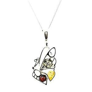 yzWG[EANZT[ C``F[X^[OVo[gCJ[Ao[o^tCy_gtoc sterling silver tricolour amber butterfly pendant on 18 inch chain