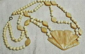 【送料無料】ジュエリー・アクセサリー ビジューヴィンテージコリアールシテガラリテベージュペルドルダブルランジbijou vintage collier lucite galalithe beige perles dore double rangee q150
