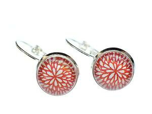 yzWG[EANZT[ CO~juOt[J{VbhVo[T}[orecchini motivo floreale miniblings fiori fiore cabochon rosso argento estate