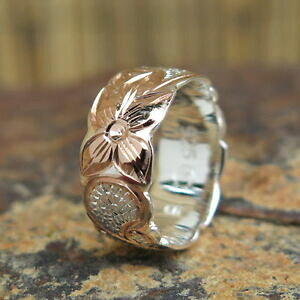 yzWG[EANZT[ nCAVo[[YbLS[hNC[t[uEFfBOOhawaiano argento rosa placcato oro regina fiore love anello di matrimonio 8mm