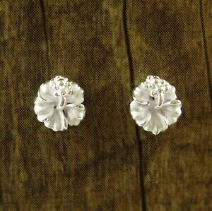 【送料無料】ジュエリー・アクセサリー ハワイアンシルバースターリングホワイトイビスコフラワーポストボタンジルコニイヤリングhawaiano 925 argento sterling bianco ibisco fiori post bottone zirconi orec
