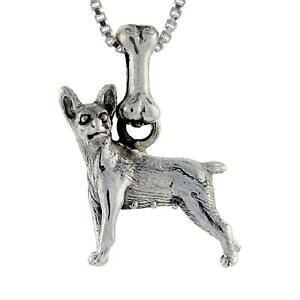yzWG[EANZT[ Vo[X^[O~j`AsV[}bVuy_gC^A{bNXargento sterling miniatura pinscher cane 3d massiccio ciondolo,18 italiano box