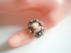 yzWG[EANZT[ I[hVo[OVFNACXg[Yornato vecchio 925 anello argento con shell gemme amp; chiaro strass gr54