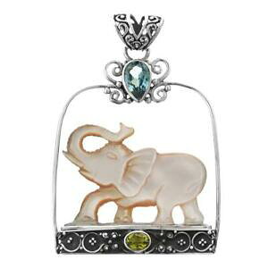 yzWG[EANZT[ yhXgsEXX^[OVo[y_g2 elefante madreperla peridoto topazio 925 pendente argento sterling