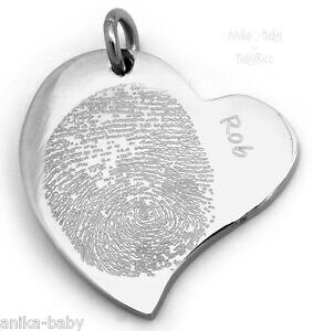 yzWG[EANZT[ JX^n[gVo[XeXX`[y_gg[personalizzato adulti impronte curvo cuore ciondolo in acciaio inox argento tono