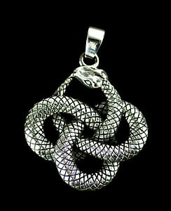 yzWG[EANZT[ `xbgy_gXl[NRu\bhVo[ciondolo tibetano serpente cobra intrecciato argento massiccio 925 86g 5588 m5