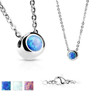 yzWG[EANZT[ sNIp[lbNXXeX`F[Z`collana donna catena in acciaio inox 50 cm con opal in blu, bianco o rosa