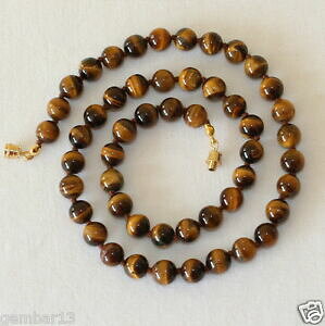 yzWG[EANZT[ ^CK[YAClbNXuEr[Yocchio di tigre collana 8mm perline annodati a mano marrone