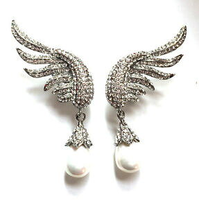 �y���������z�W���G���[�E�A�N�Z�T���[ �o�g���[�E�B���\�����C�g�N���X�^���}�j�L���A�C�������O�y���_���gbutler and wilson cristallo chiaro solo ala smalto perla orecchini pendenti nuovi